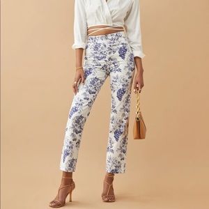 NWT Reformation Cynthia Toile High Rise Straight Jeans
